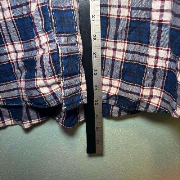 Men's Nautica XL Blue White Red Plaid Casual Button Down Shirt - Picture 7 of 8